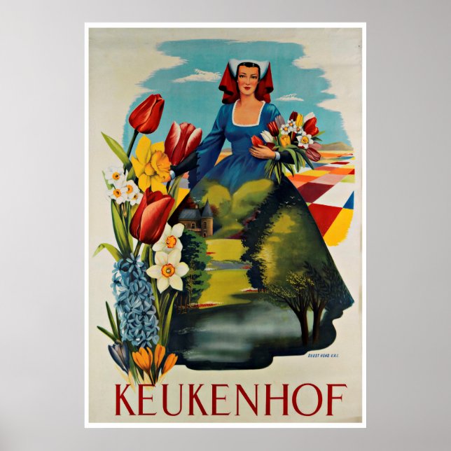Keukenhof Holland Vintage Travel Poster (Front)