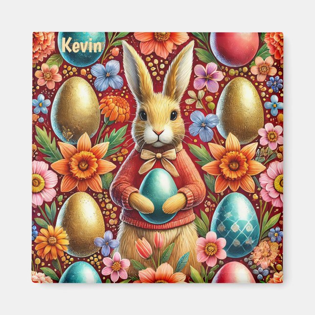 KEVIN ~ Easter Bunny and Eggs ~  Magnet (Front)