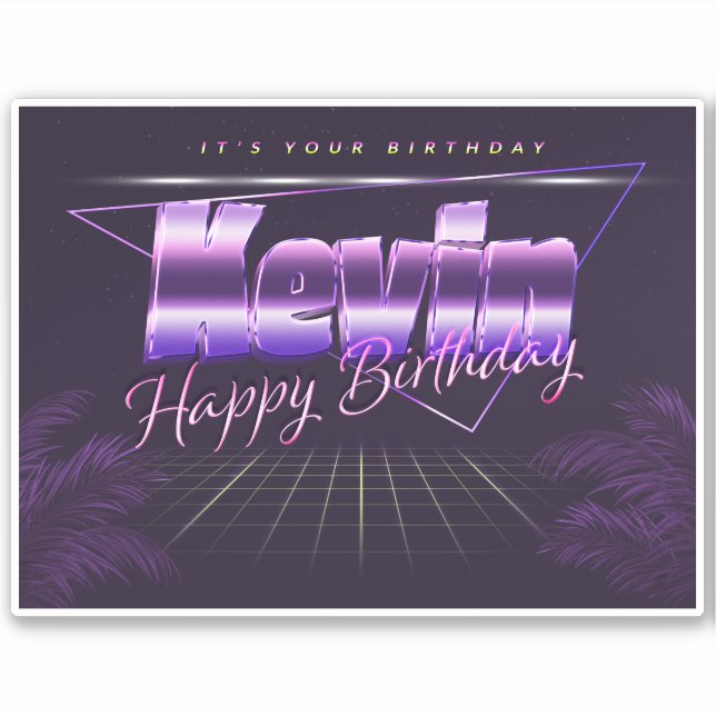 Kevin name First name lila retro Sticker Birthday (Front)