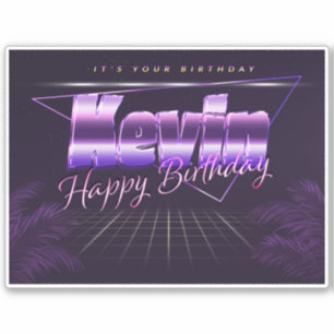 Kevin Name Vorname lila retro Sticker Geburtstag