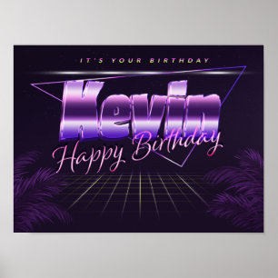 Kevin Nom Vorname lila retro Poster Geburtstag