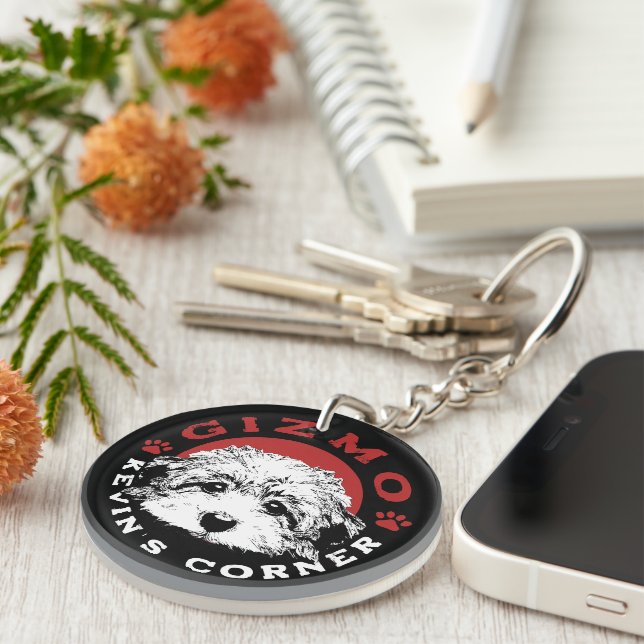 Kevin's Corner Mascot Gizmo Maltipoo Puppy Keychain (Front Right)