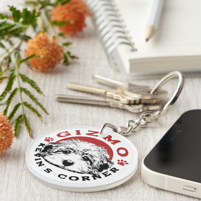 Kevin's Corner Mascot Gizmo Maltipoo Puppy Keychain (Front Right)
