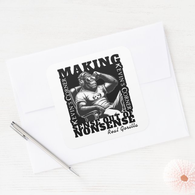 Kevin's Corner Political Commentary Real Gorilla Square Sticker (Envelope)