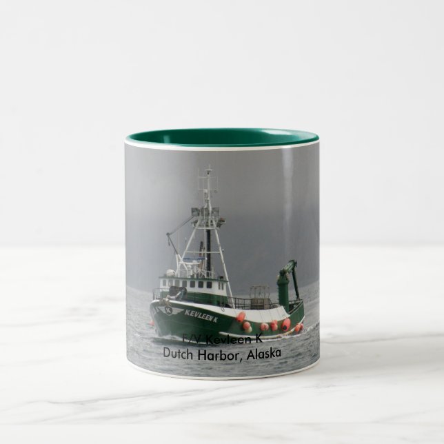 Kevleen K, Crab Boat in Dutch Harbour, Alaska Two-Tone Coffee Mug (Center)
