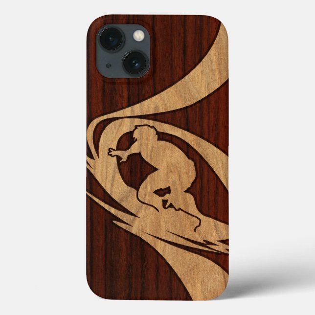 Kewalos Hawaiian Surfer Faux Wood Case-Mate iPhone Case (Back)