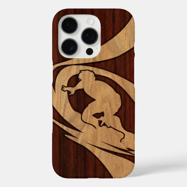 Kewalos Hawaiian Surfer Koa Faux Wood  Case-Mate iPhone Case (Back)