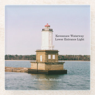 Keweenaw Waterway Lower Entrance Light glass coast Coaster