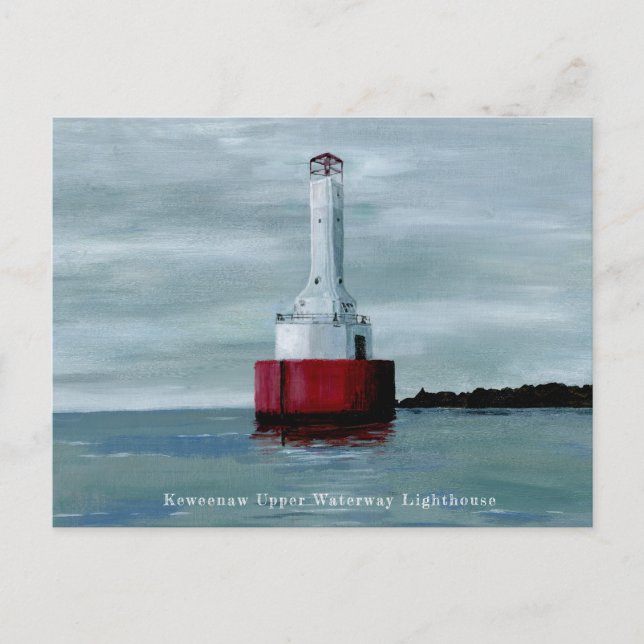 Keweenaw Waterway Upper Michigan UP lighthouse Postcard (Front)