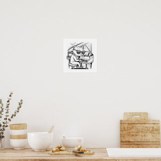 Kewl Jazzy Cat with sunglasses playing piano Poster