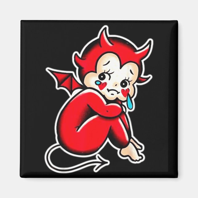Kewpie Baby Devil Crying Sad Demon Magnet (Front)