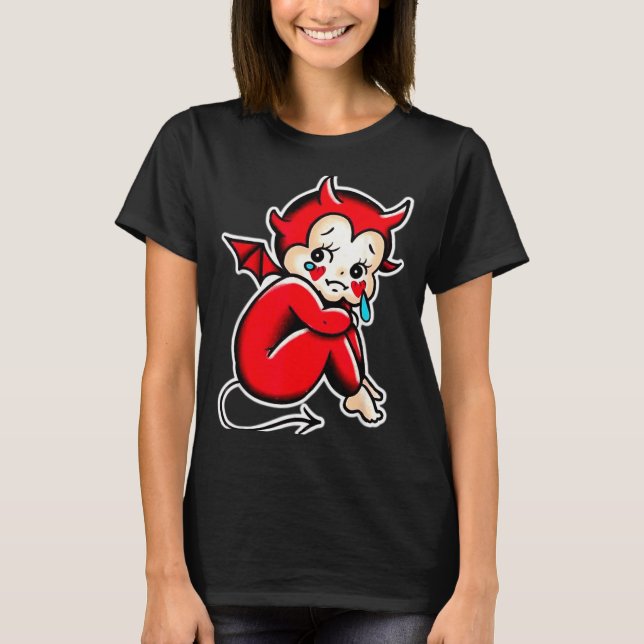 Kewpie Baby Devil Crying Sad Demon T-Shirt (Front)