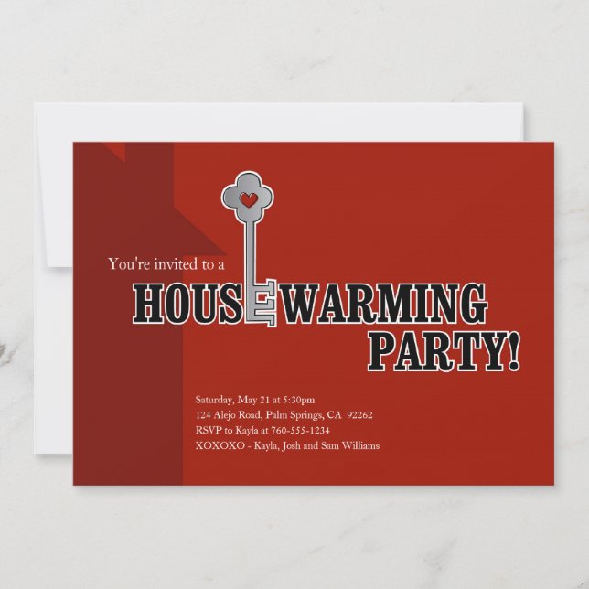 Key and Heart, Housewarming Party Invitation (Front)