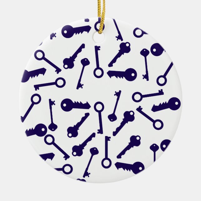 Key Blue Pattern Product Ceramic Ornament (Front)