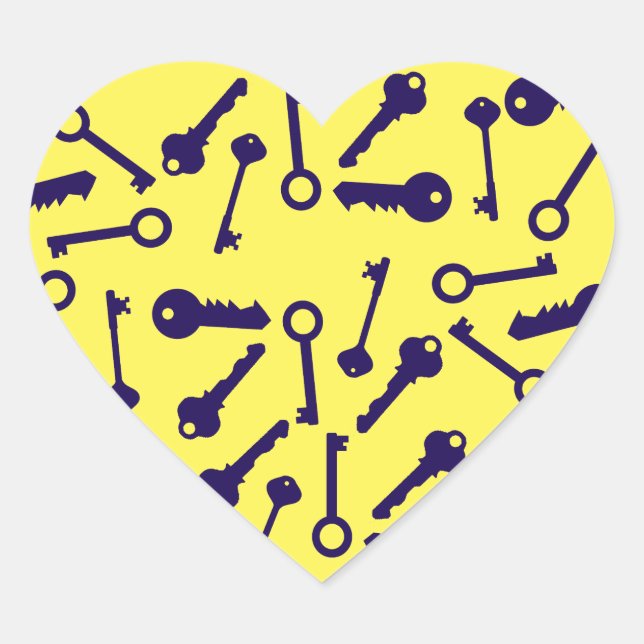 Key Blue Pattern Product Heart Sticker (Front)