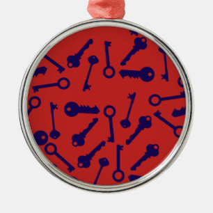 Key Blue Pattern Product Metal Ornament