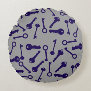 Key Blue Pattern Product Round Pillow
