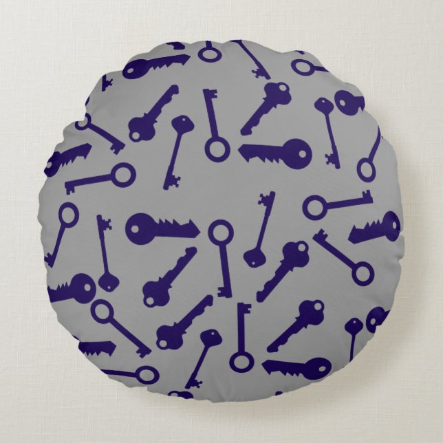 Key Blue Pattern Product Round Pillow (Front)