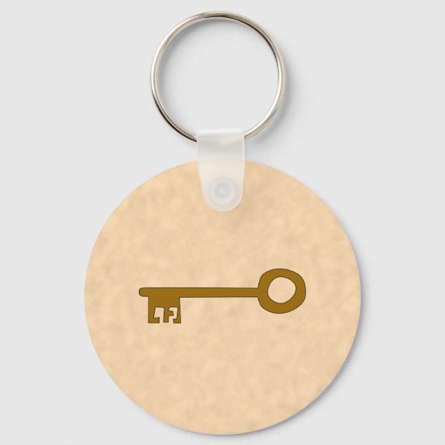 Key. Brown Key on Parchment Effect. Keychain (Front)