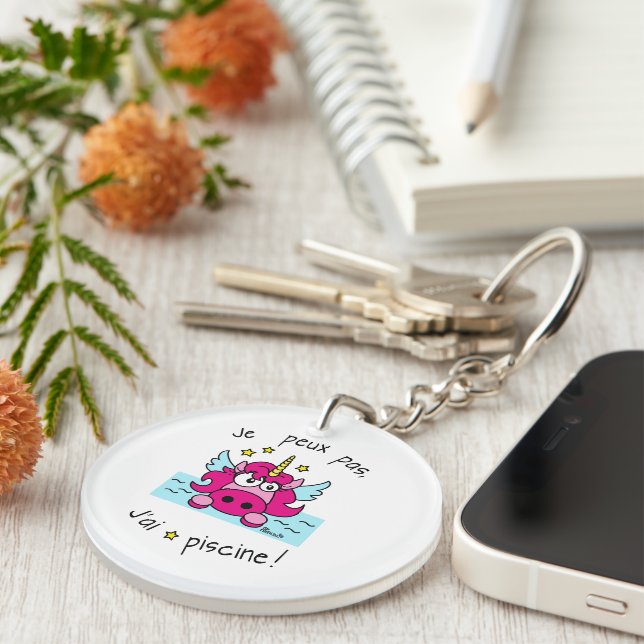 Key Carrier Licorne, "I can't, I have pool" Keychain (Front Right)