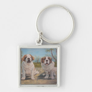 Key Chain Ann Hayes Painting Two St Bernards