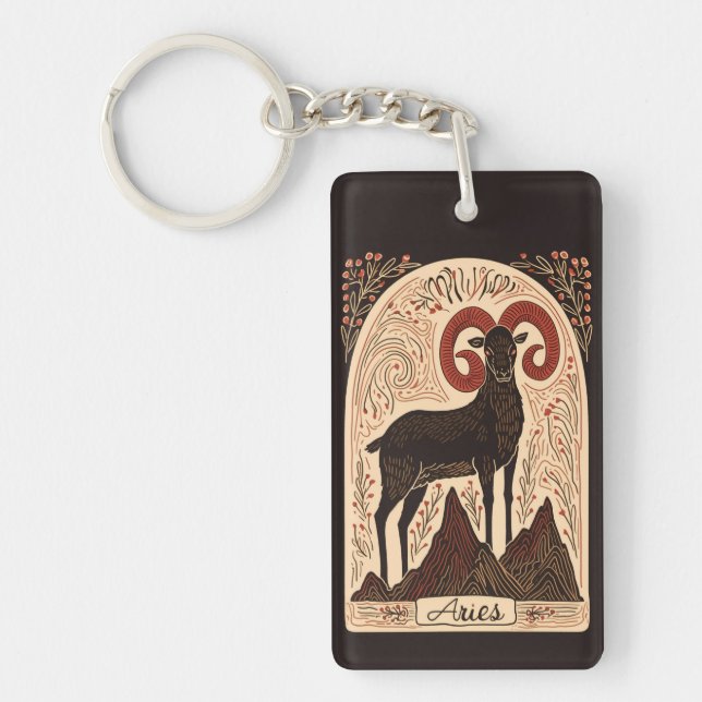 Key Chain Aries Celestial Zodiac Art (Front)