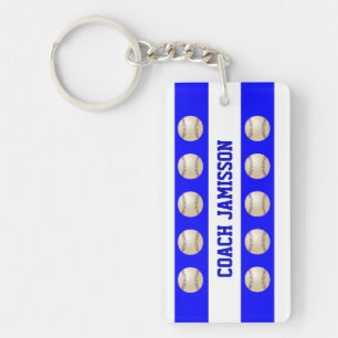 Key chain, Blue & White, for Baseball Coach/Player Keychain