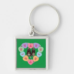 Key Chain Candy Love Hearts With Bassets