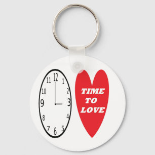 Key Chain Clock With Red Heart Time To Love