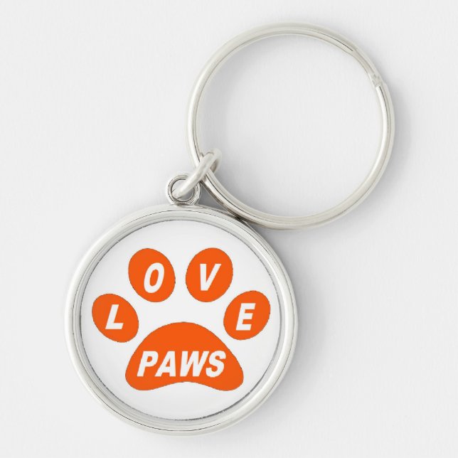 Key Chain Love Paws on Paws Orange (Front)