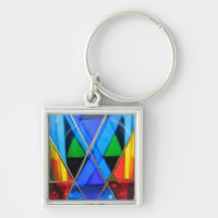 Key Chain--Murano Glass Blue Diamond