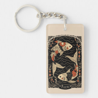 Key Chain Pisces Celestial Zodiac Art