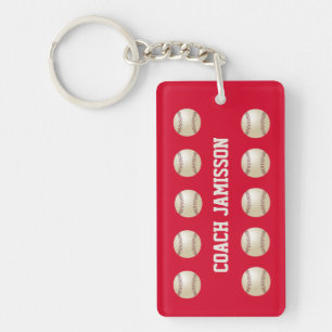 Key chain, Red, for Baseball Coach or Player Keychain