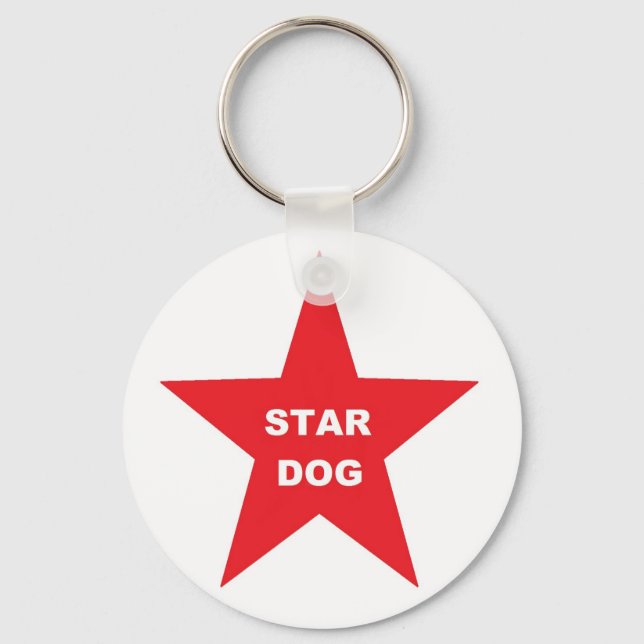 Key Chain Star Dog on Red Star (Front)