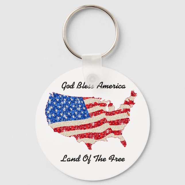 Key Chain USA Flag God Bless America (Front)