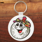 Key chain with a cartoon golf ball face (Front)