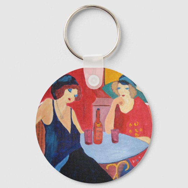 Key chain with ladies in cafe (Front)