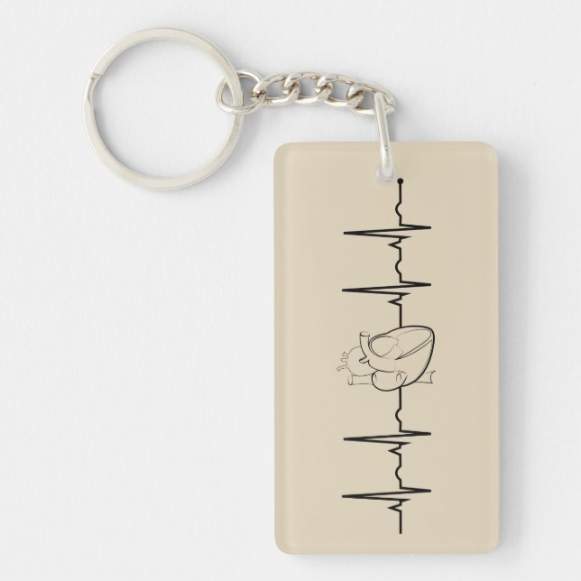Key Chain with Realistic Heart and EKG (Front)