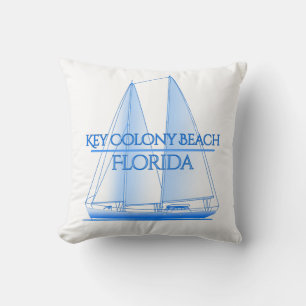 Key Colony Beach Coastal Nautical Sailing Sailor Throw Pillow