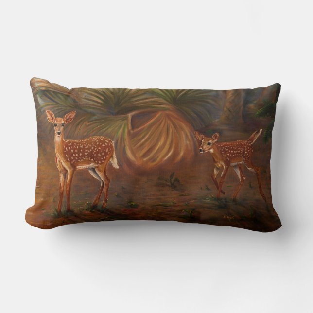 Key deer Fawns Lumbar Pillow (Front)