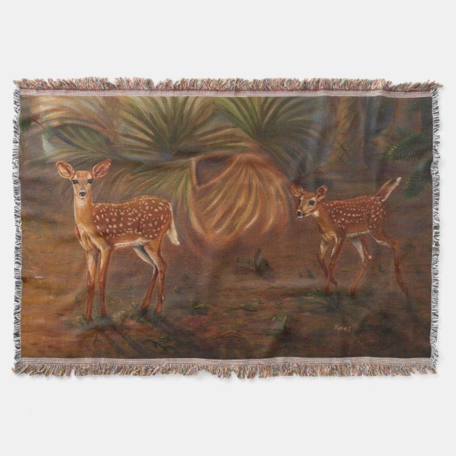 Key deer Fawns Throw Blanket (Front)