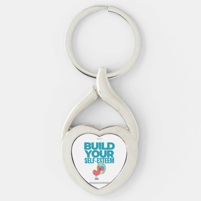 key door with text Build your self esteem Keychain (Front)