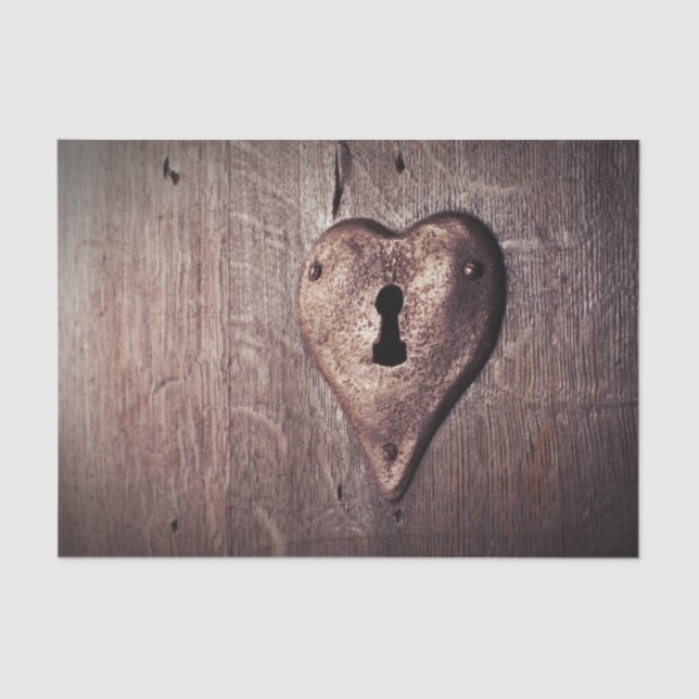 Key Heart Rustic Door Decoupage Tissue Paper (Front)