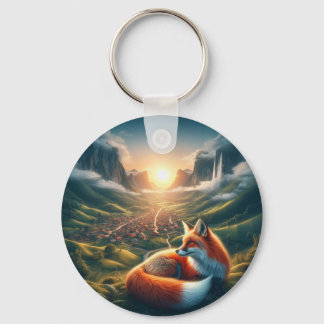 Key holders, red fox by day and night keychain