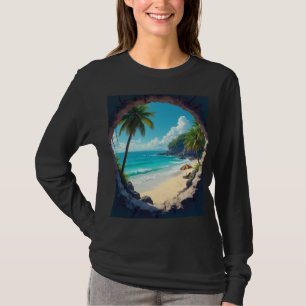 Key hole view of caribbean beach T-Shirt
