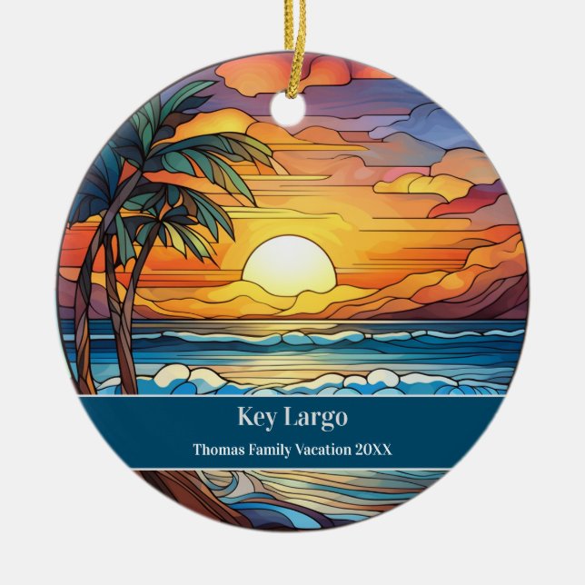 Key Largo Beach Vacation Ceramic Ornament (Front)
