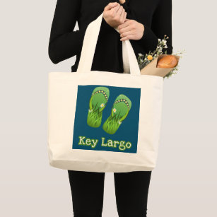 Key Largo Florida Beach Flower Daisy Flip Flops  Large Tote Bag