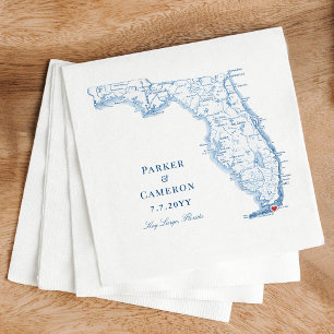 Key Largo Florida Map Elegant Wedding Napkin