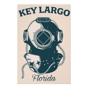 Key Largo Florida Nautical Diving travel poster Ca