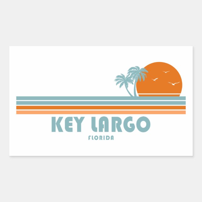 Key Largo Florida Sun Palm Trees Sticker (Front)